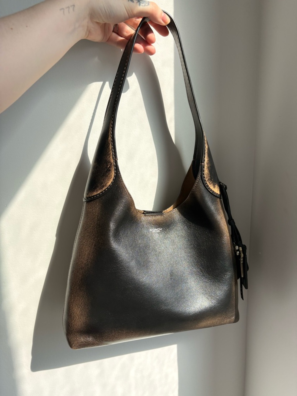 Coach Brown Black Ombre Leather Shoulder Bag